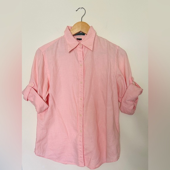 Ralph Lauren | 100% Linen Shirt Pink | Women’s S | Relaxed Fit | 3/4 Sleeve - Picture 6 of 8